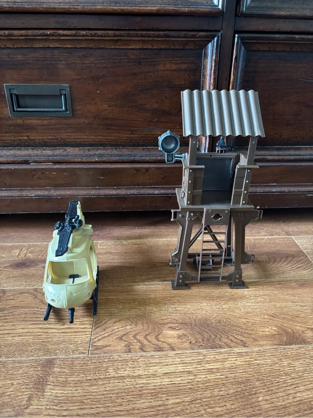 Green Military Rescue Vehicle Playset with Helicopter and Watchtower